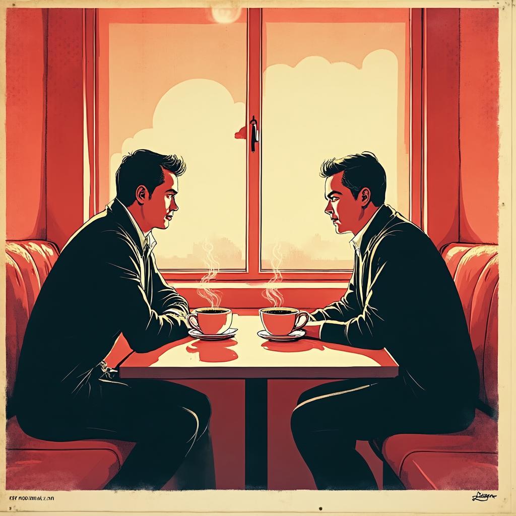 Risograph interpretation: Two men, one discipline, and the best diner scene ever filmed.